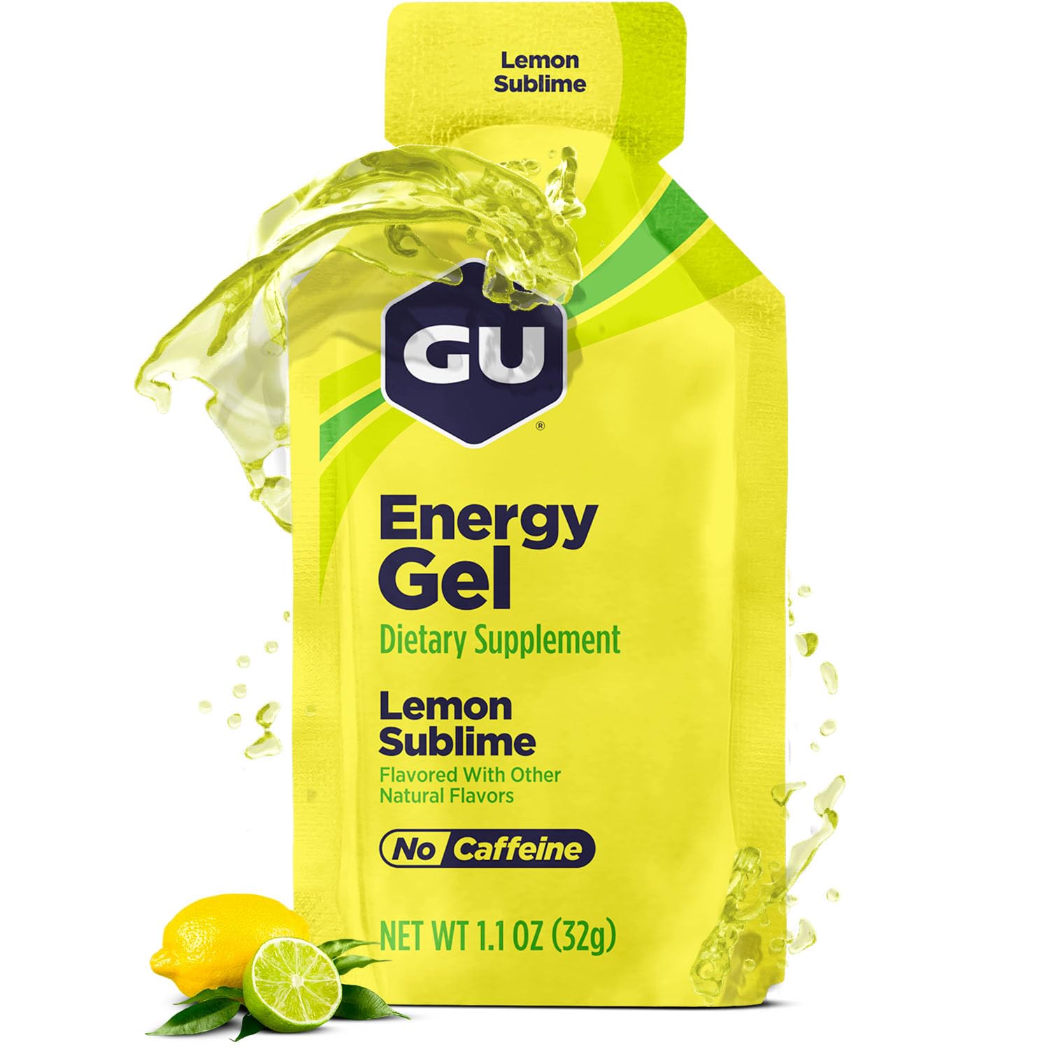 GUOriginal Energy Gels, Lemon Sublime 24 Pack - 100 Calorie Energy Gel with Carbohydrates, BCAAs and Electrolytes - Pre-Workout Fuel for Running, Cycling, Triathlon and Endurance Sports