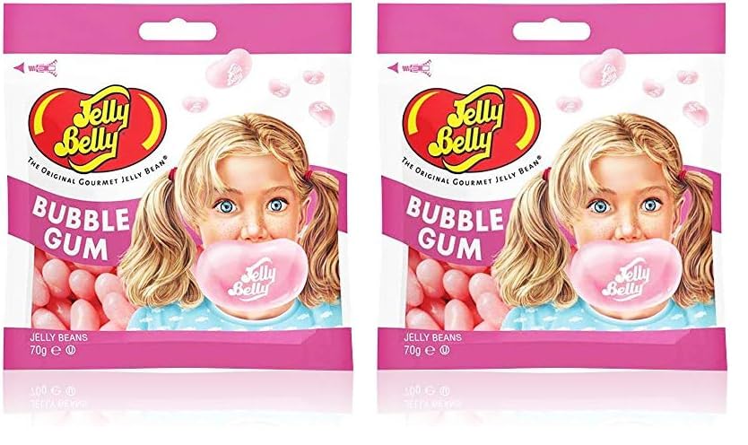 Jelly Belly Beans, grajeas con sabor a chicle (goma de mascar), bolsa de 70 gramos, caramelos masticables en forma de judías (Paquete de 2)