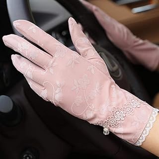 Guantes de protección Solar para Mujer (Antideslizantes, protección UV, Transpirables, Seda de Hielo y Pantalla táctil), Color Rosa Frijoles, tamaño Talla única