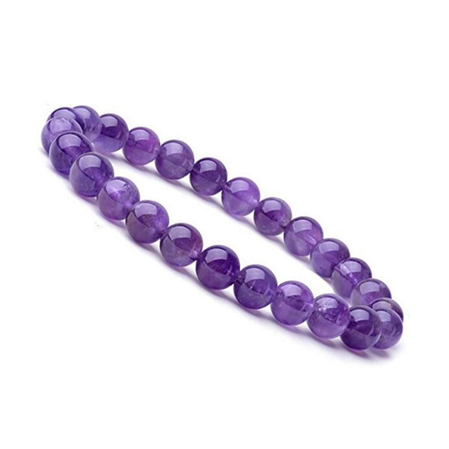 Certified Natural Amethyst Semi-Precious Stone Bracelet 8mm Beads Unisex
