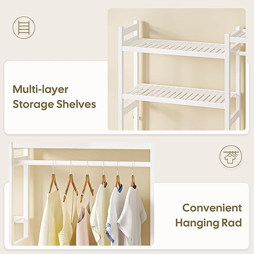 Miniatura 9 de Estante de Almacenamiento sobre Lavadora y Secadora de Bambú, Perchero de Secado de Cuarto de Lavado de 5 Niveles con Estantes Ajustables y 4