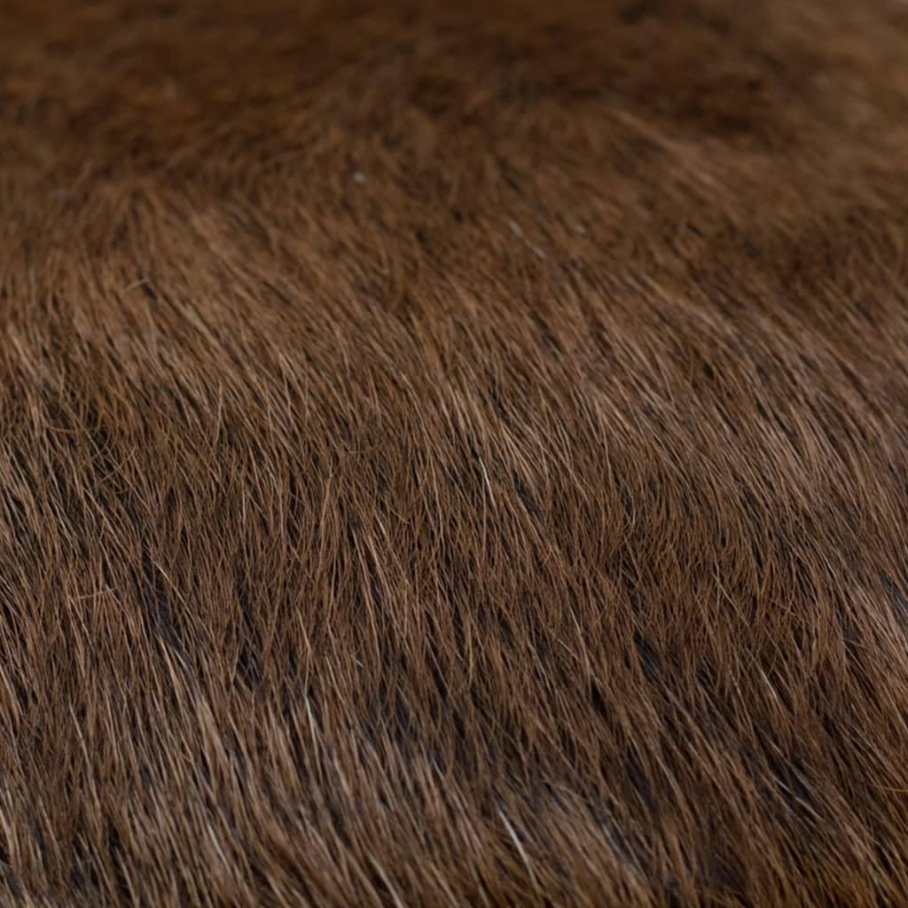 vidaXL Sgabello in Pelle di Capra e Legno Massello di Teak