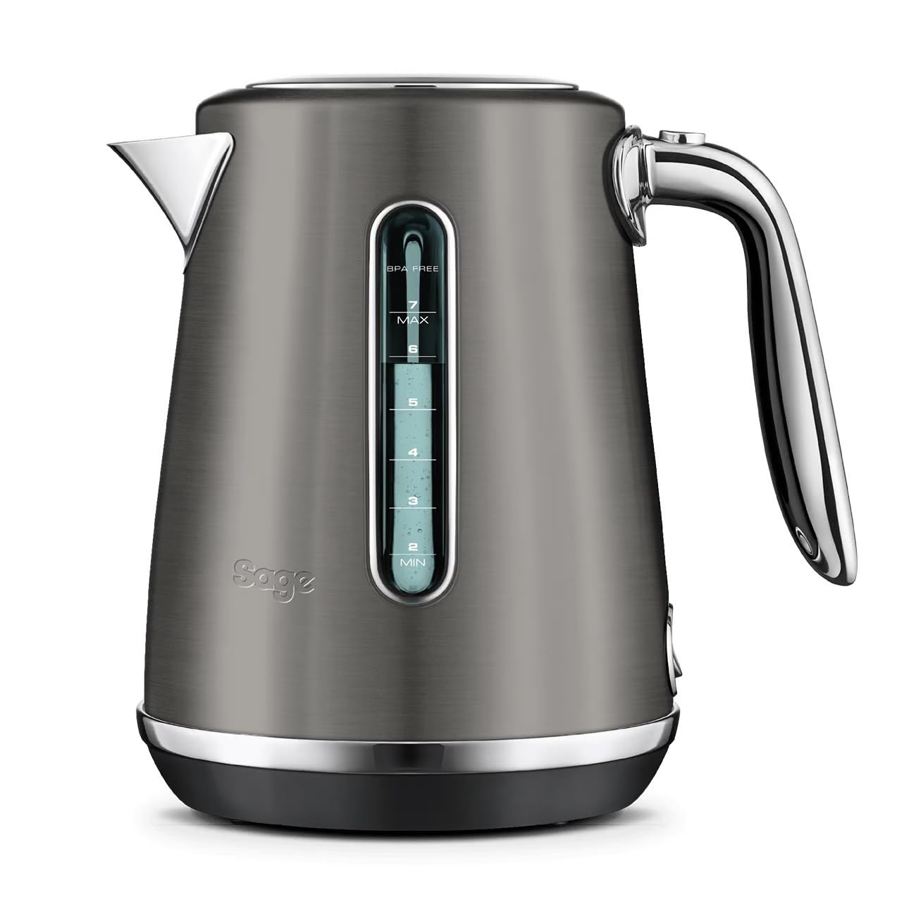 Sage - The Soft Top Luxe Quiet Electric Kettle - Fast Boil, Opens Softly, Elegant Design - 1.7 L Capacity, Cordless, 2400 W - Black Stainless Steel