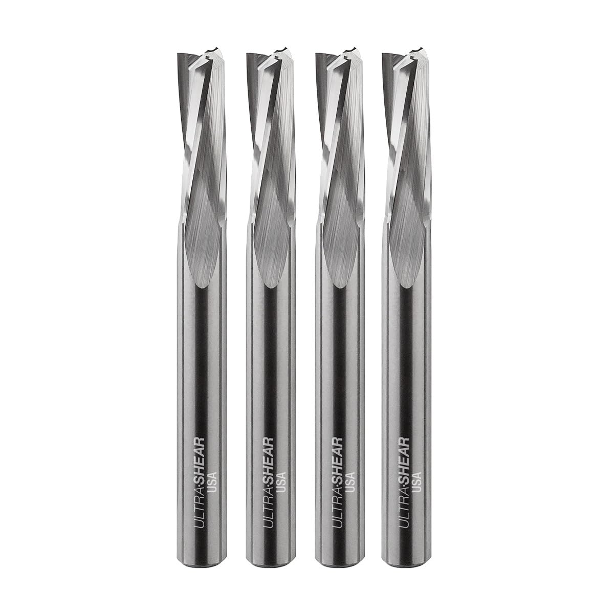 Brocas de enrutador en espiral lenta, CD de 0.25 pulgadas, SH, 0.75 pulgadas CL, 3 flautas, corte hacia arriba, paquete de 4 unidades de carburo sólido fabricado en Estados Unidos, para