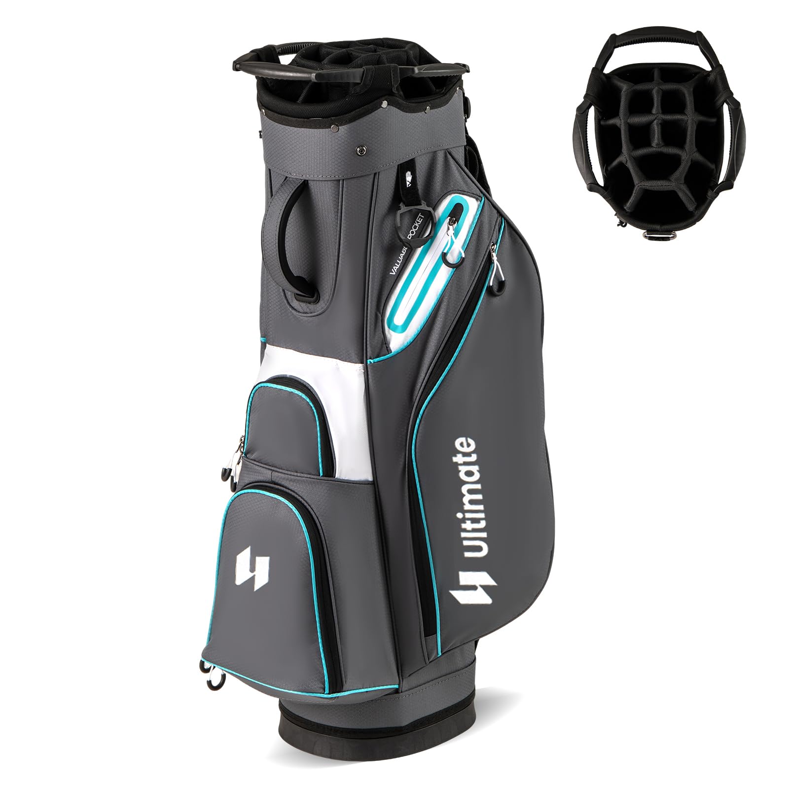 COSTWAY Bolsa Golf con 14 Divisores, Correa para el Hombro, 6 Bolsillas de Cremallera, Nevera de Bolsillo, Bolsa de Carro para Palos de Golf Hombres y Mujeres (Gris)