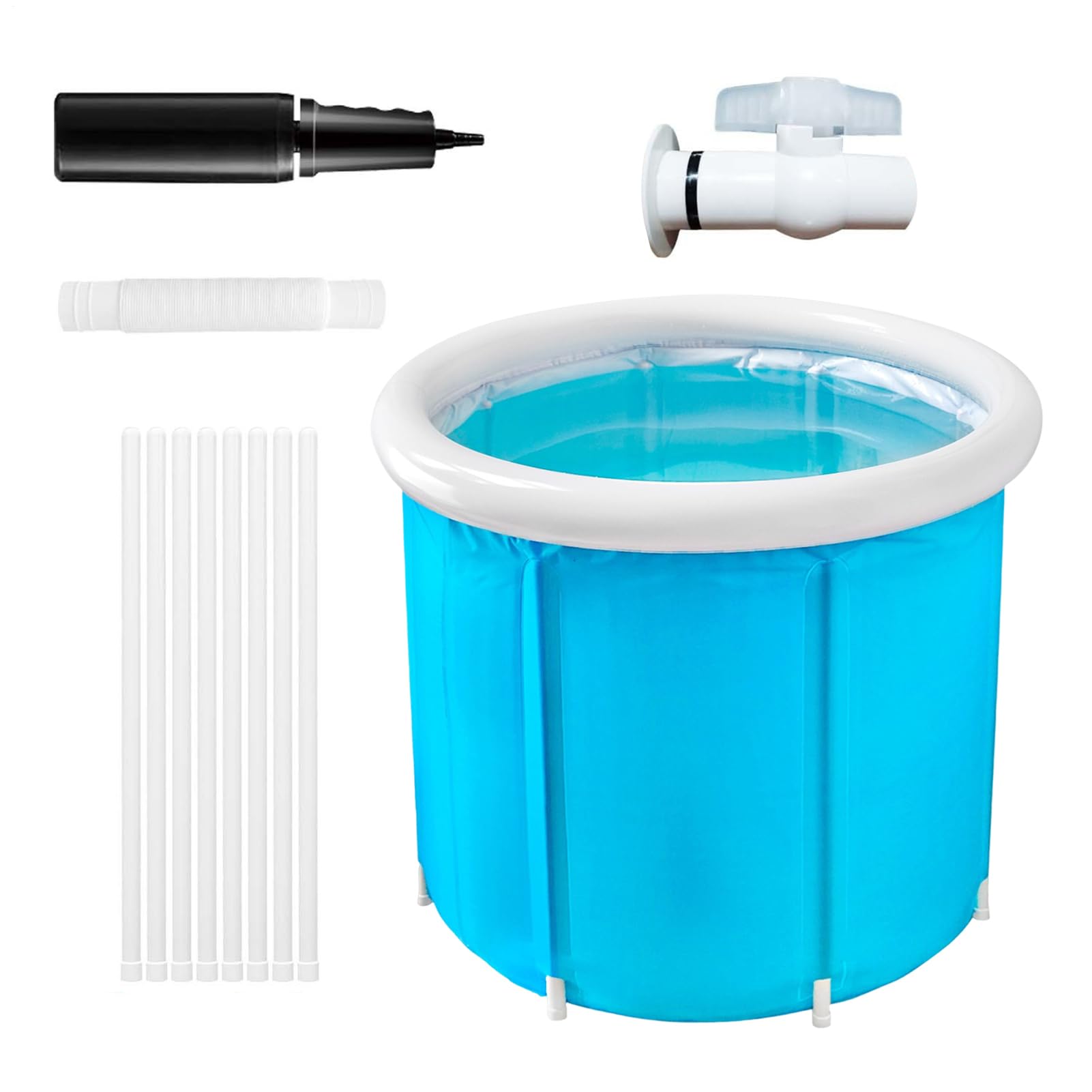 Bañera Inflable con Bomba de Aire y Cesta Portátil Incluida | Ducha Spa de Pie para Interior para Adultos y Niños Baño Gimnasio Interior Exterior Hogar Viajes SPA Camping