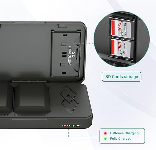 Miniatura 5 de Paquete de baterías NP-FZ100 y cargador portátil, paquete de 2 baterías de repuesto compatibles con Sony Alpha A7 III, A7R III, A9, Sony Alpha 9,