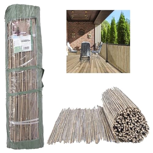 Suinga - Roseau de jardin en bambou naturel entier 1 x 5 mètres, occultation 85%, tiges de bambou naturel. Résistance et durabilité.