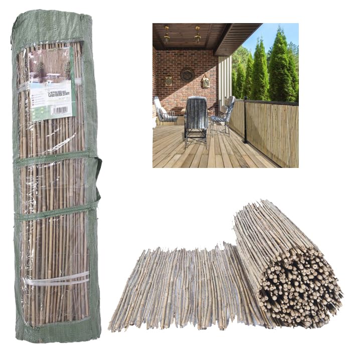 Suinga - BAMBUSMATTE Garten NATUR ganz 2 x 5 Meter. Sichtschutz 85%.  Stangen aus natrlichem Bambus, die Festigkeit und Langlebigkeit bieten. :  ...
