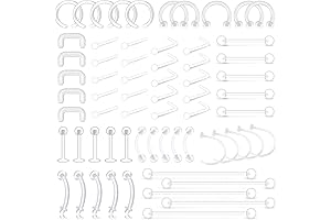 65 Pieces Fake Retainer Clear Earrings Piercing Jewelry