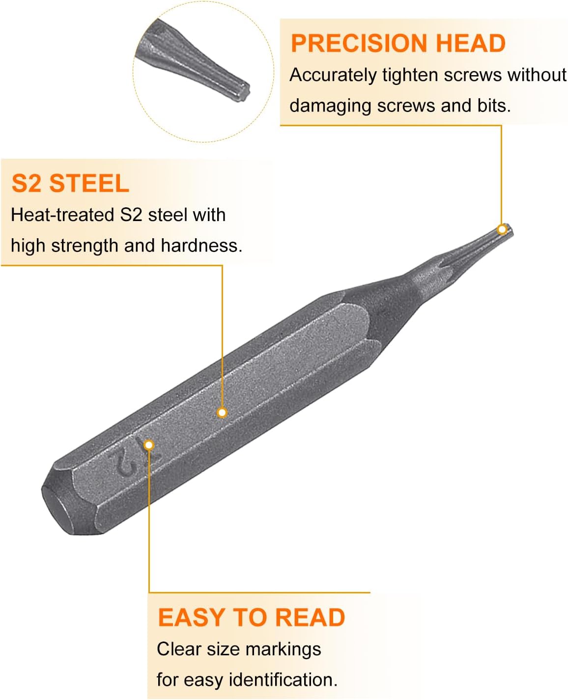 HARFINGTON 5pcs T2 Torx Screwdriver Bit 5/32" Hex Shank 28mm Length Magnetic Star 6 Point Head Hex Bits S2 Steel Screw Driver Bit for Electric Manual Screwdrivers Precision Repair