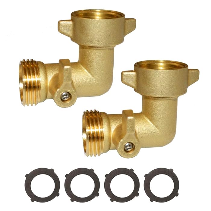 Buy HQMPC 90 Degree Garden Hose Elbow with Shut Off Valve Hose Elbow 3/