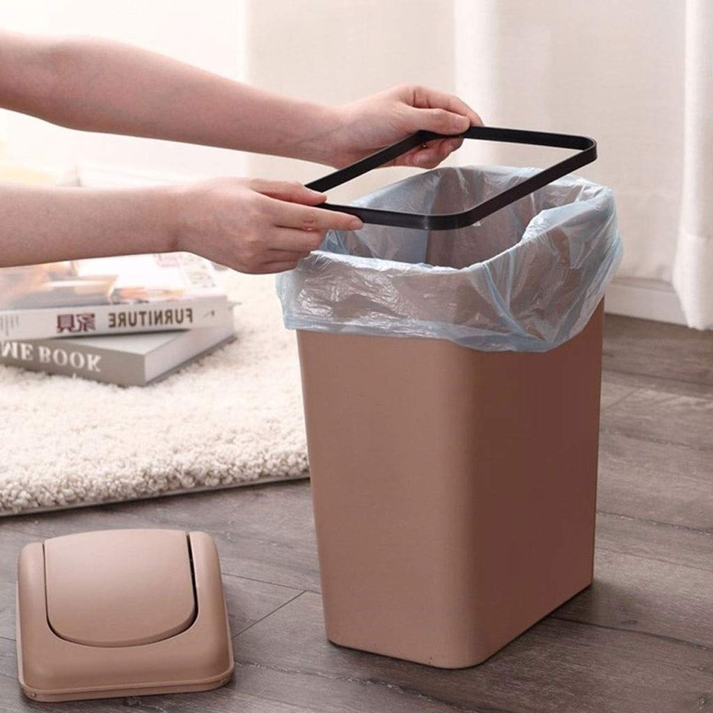 UPJAKS Cubo de Basura Bote de Basura Hogar Sala de Estar Dormitorio Baño Cocina Batido Cubierta Rectangular Inodoro Cubierto Cubo de Basura 12L Bote de Basura Baño (Color : Beige)