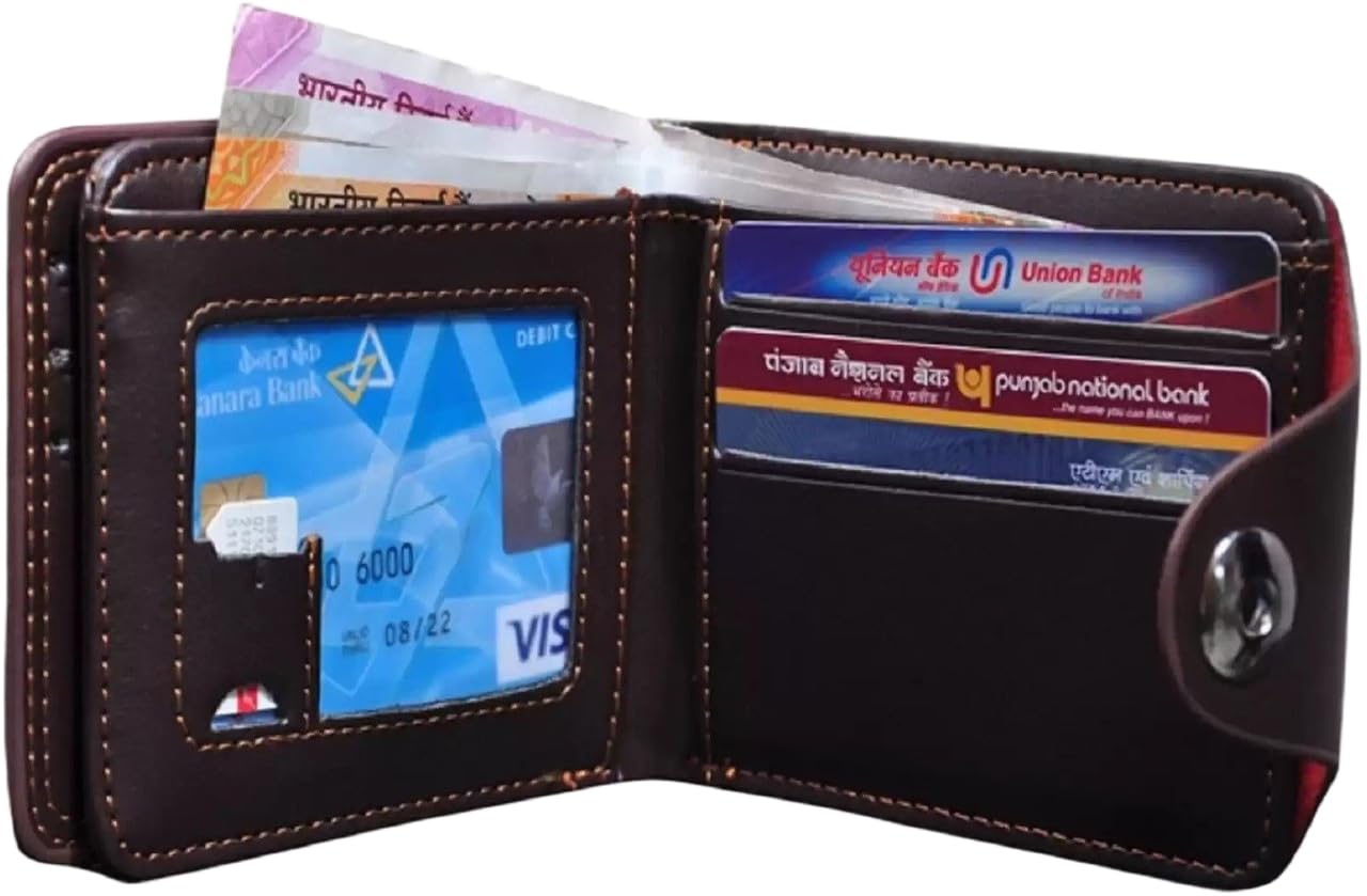 Men Brown Artificial Leather Wallet (2 Card Slots)-Men’s Wallet and Card Holder with Secure Storage-image-11