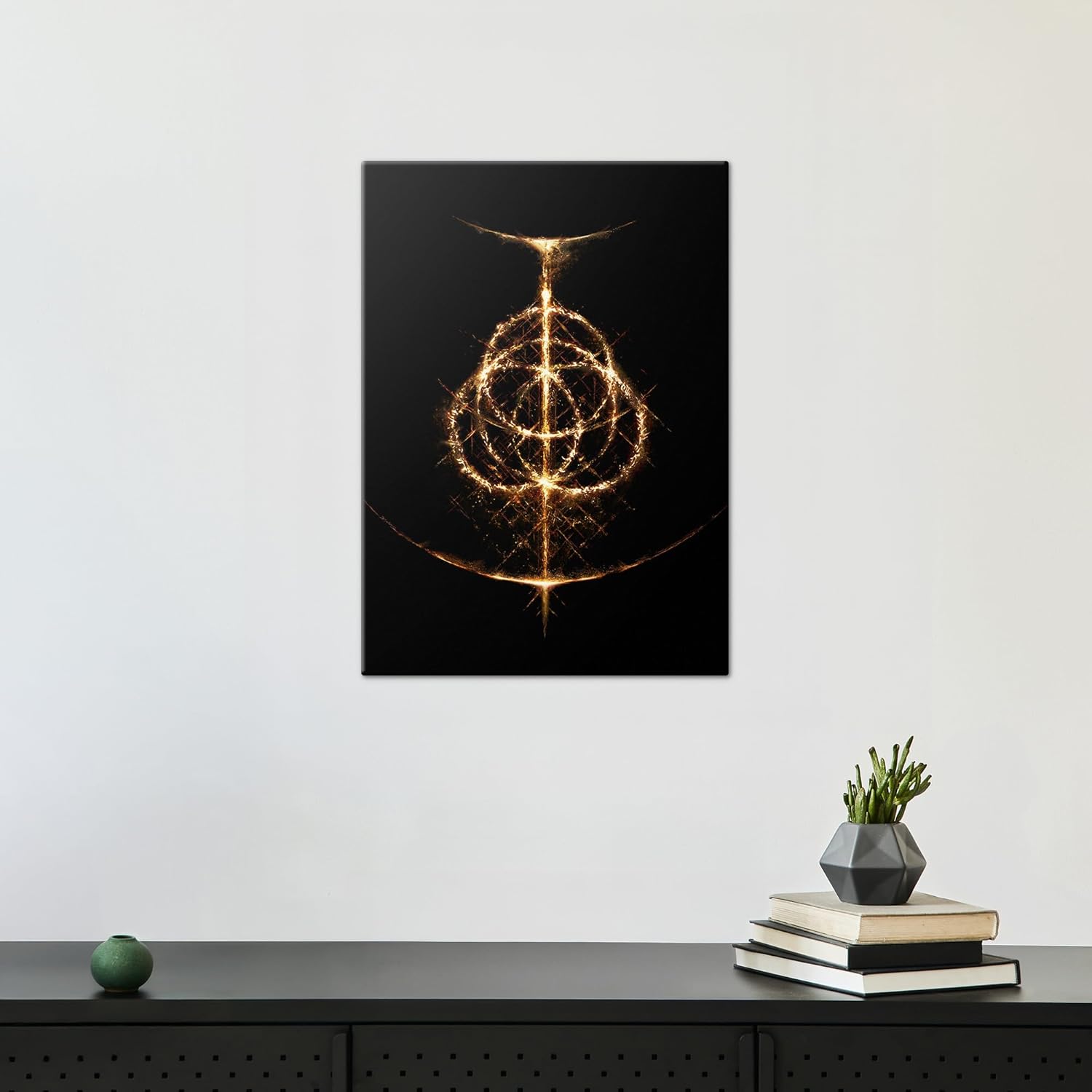 Displate Metal Poster Elden Ring - Lands Between - Rune - Golden Emblem - Gamer Aesthetics - Collectible Gift - Premium Decorations Wall Art Decor Gifts Movie Posters - 12.6x17.7 in