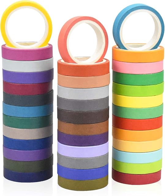 Suchkawe 40 Rolls Washi Tape, Rainbow Colour Decorative Masking Washi Tape for DIY Craft, Gift Wrapping, Decoration, Scrapbook Design