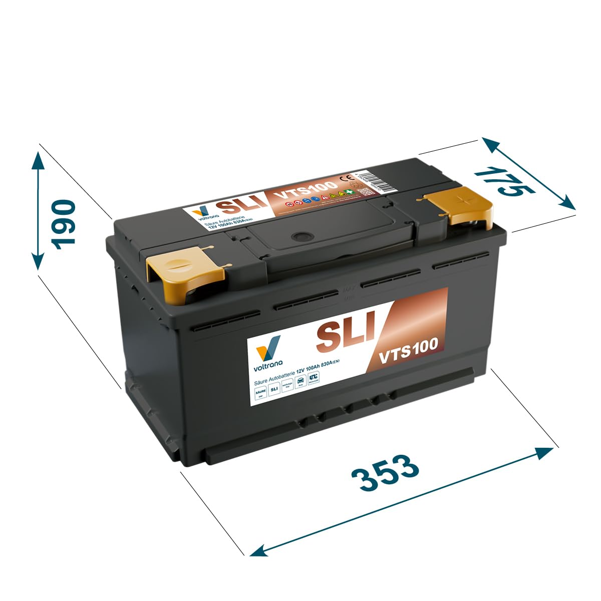 SLI Autobatterie 100Ah 12V 830A VTS100 H8/LN5/L5