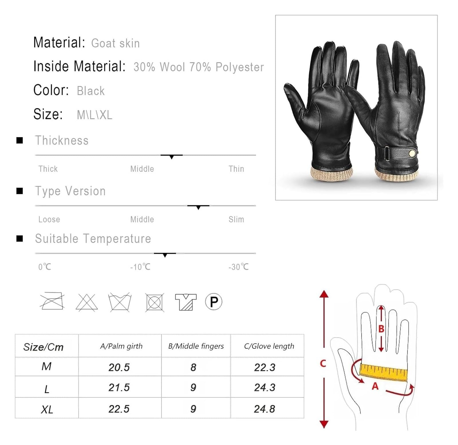 Guanti caldi, guanti invernali da uomo in pelle con touchscreen, termici, regali for papà o marito