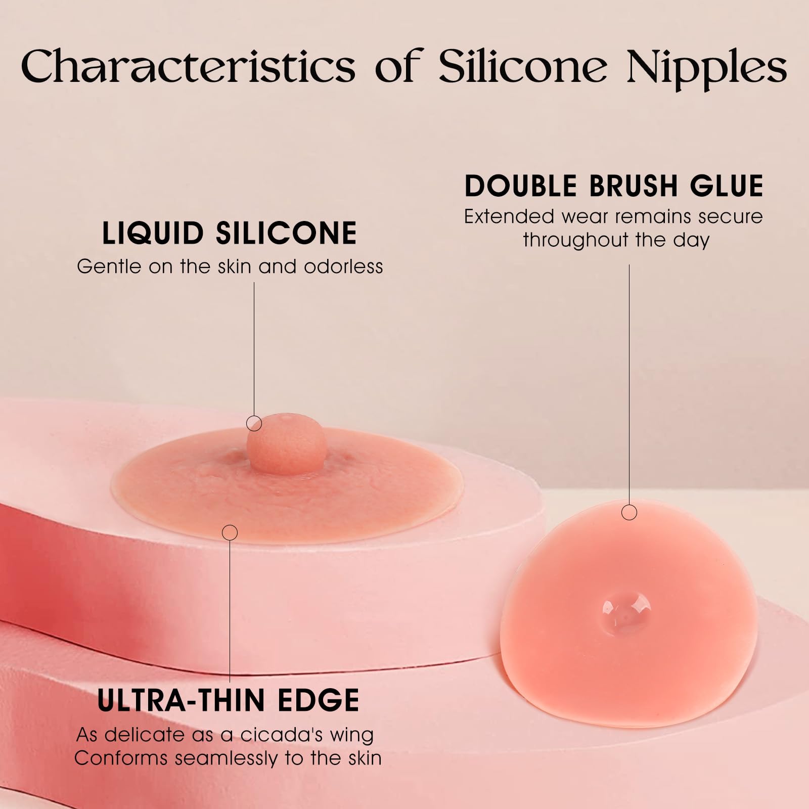 Vollence Mamelons en Silicone adhésif Mamelon Amovible réutilisable pour Les Formes de Seins en Silicone Crossdresser, Drag Queen, Costumes Party, CD