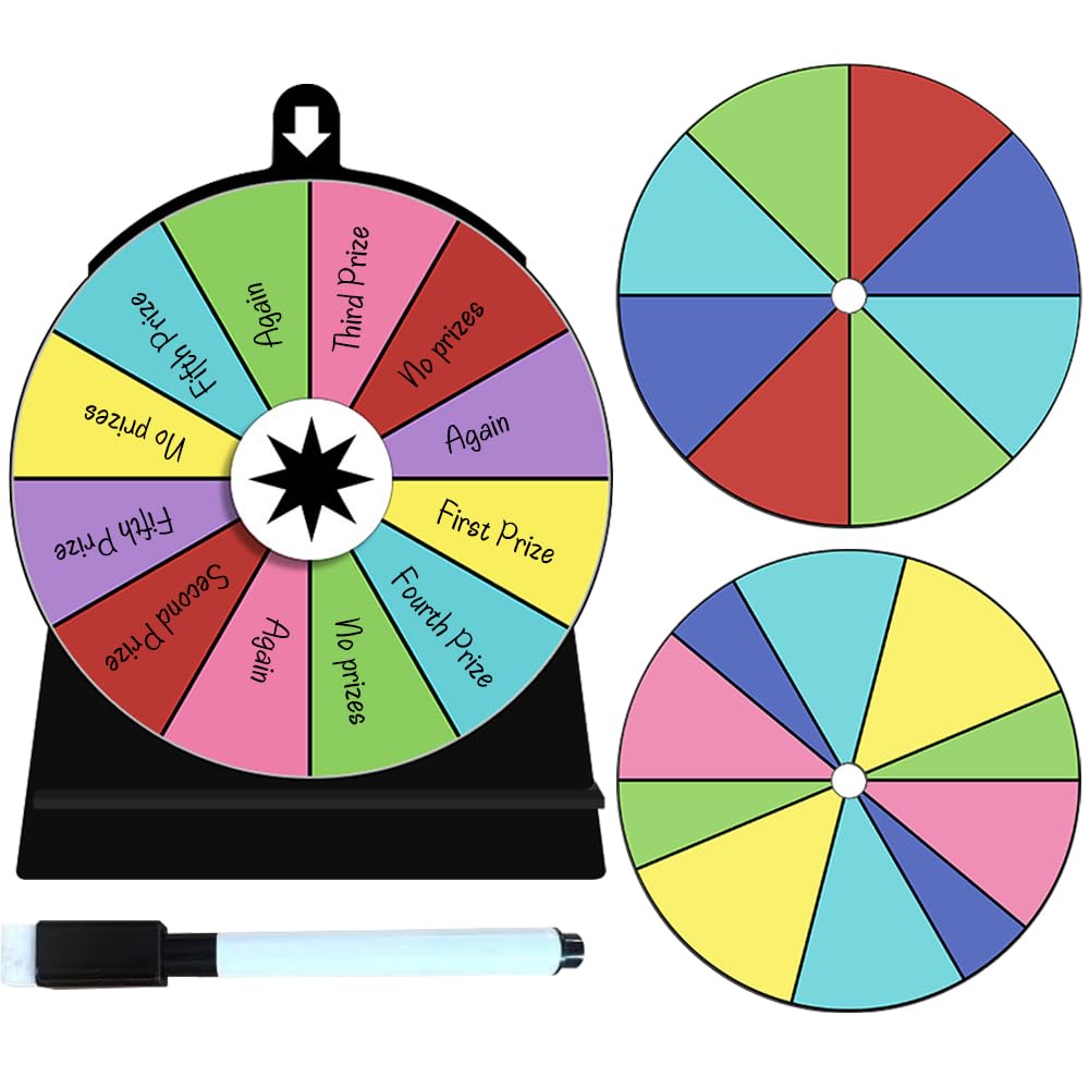 Glücksrad zum Drehen, 15 * 20cm Glücksrad Spielzeug mit Ständer und Löschbar, Glücksrad zum Selbstgestalten mit 3 Drehen, Wiederverwendbar Gluecksrad, für Gewinnen Von Fortune-Spin-Spielen