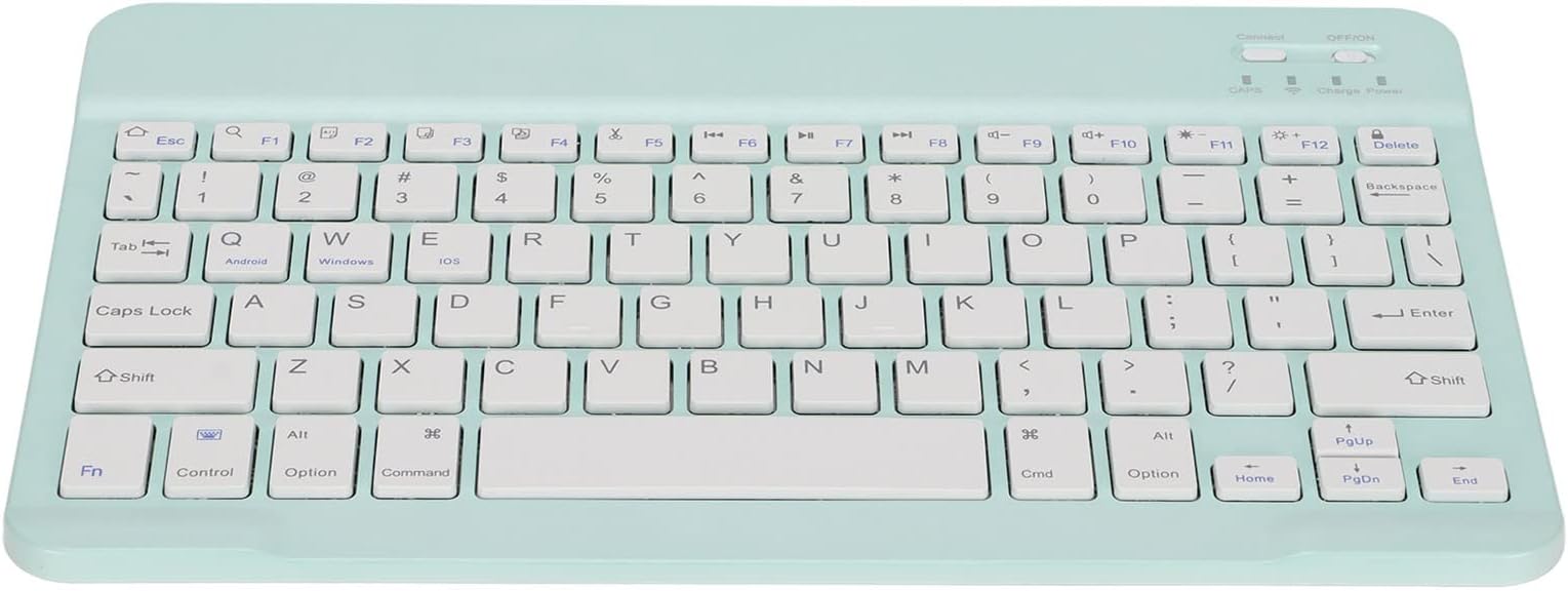 Wireless Keyboard, Portable Bluetooth Keyboard with USB Cable, Ultra Slim Ergonomic Computer Keyboard for Tablets Laptop Smartphone(Green)