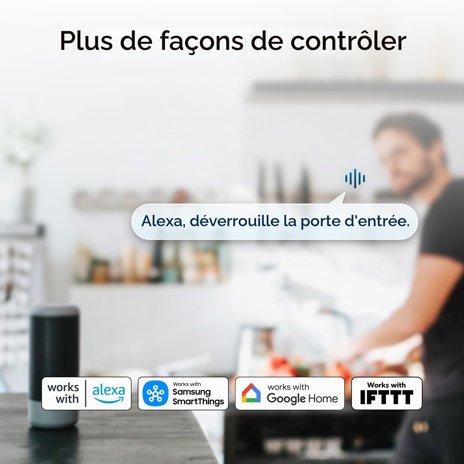 ULTRALOQ Latch 5 Serrure intelligente WiFi intégrée avec NFC, serrure de porte d'entrée sans clé 5 en 1 avec clavier numérique tactile, serrure à poignée intelligente, contrôle par application, noir