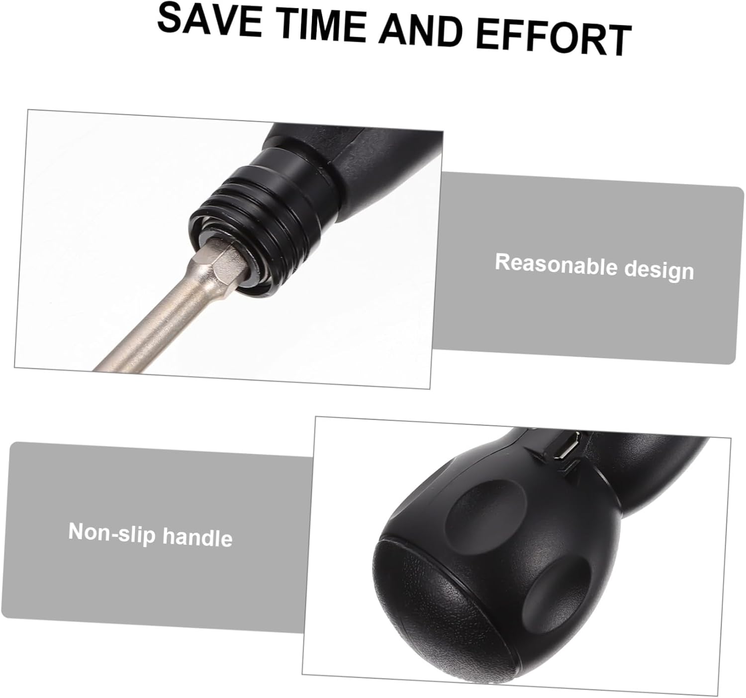 Tofficu 充電式電動ドライバー 薄型軽量ライト付き 使いやすい人間工学設計 家用修理工具 充電対応 ビットブラック