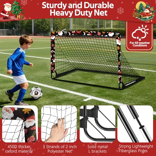 Image of Kids Soccer Goals for Backyard Set - 2 of 4' x 3' Portable Soccer Goal Training Equipment, Pop Up Toddler Soccer Net with Soccer Ball, Soccer Set for Kids and Youth Outdoor Games, Sports, Play