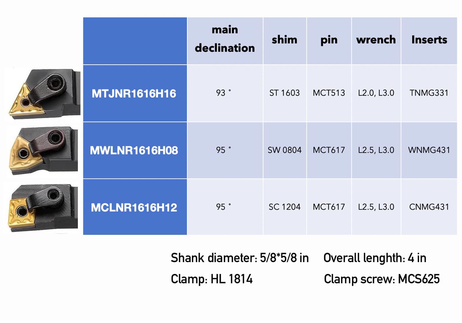 33 Pcs Lathe Indexable Carbide Turning Tool Holder Set MTJNR1616H16 + MWLNR1616H08 + MCLNR1616H12 with 30 CNMG 431 + WNMG 431 + TNMG 331 Indexable Carbide Turning Insert Blades