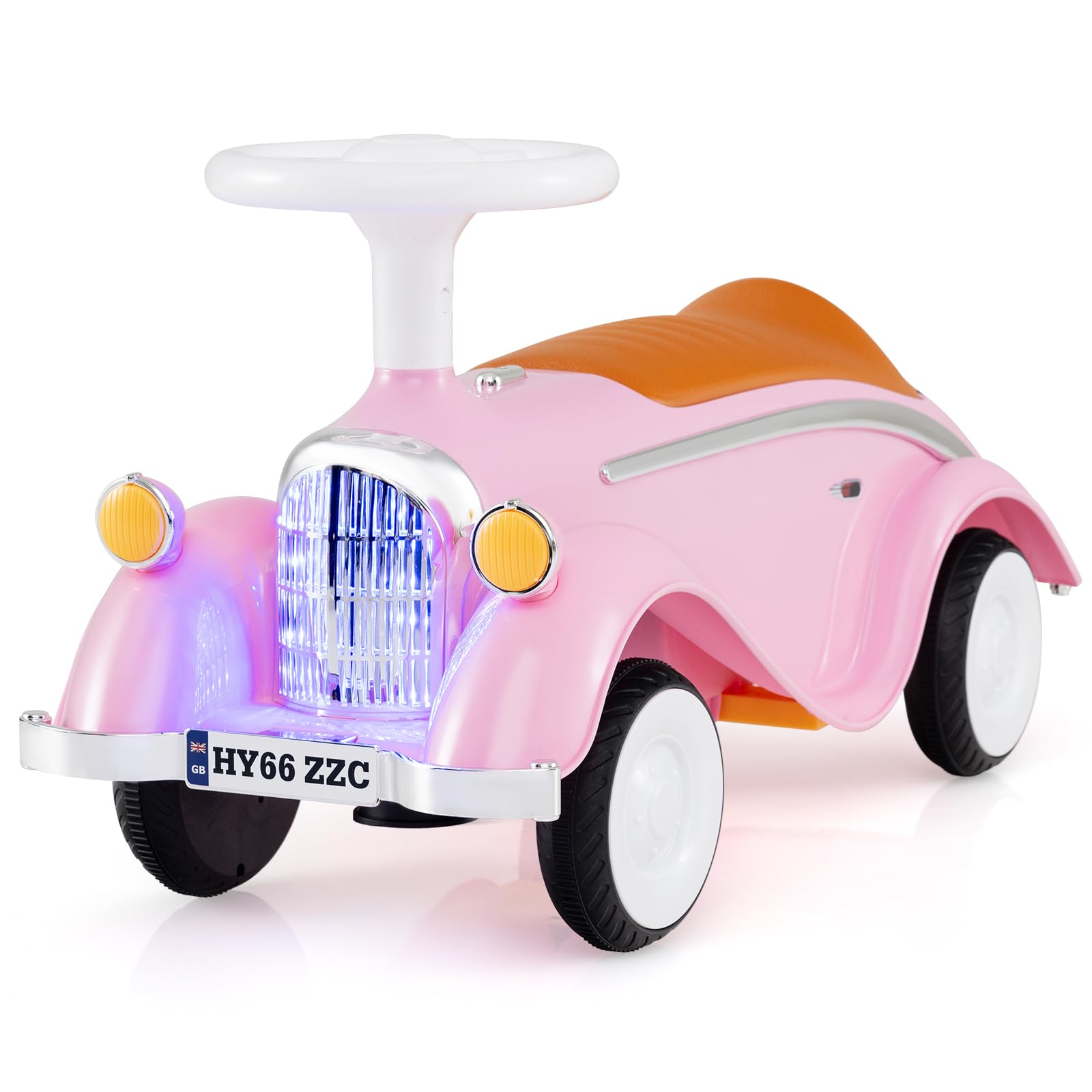 GYMAX Toddler Ride On Car, Kids Sit On Toy with Under Seat Storage, Horn & LED Headlight, Outdoor Indoor Foot to Floor Sliding Car for 19-36 Months Old (Pink) — image 1