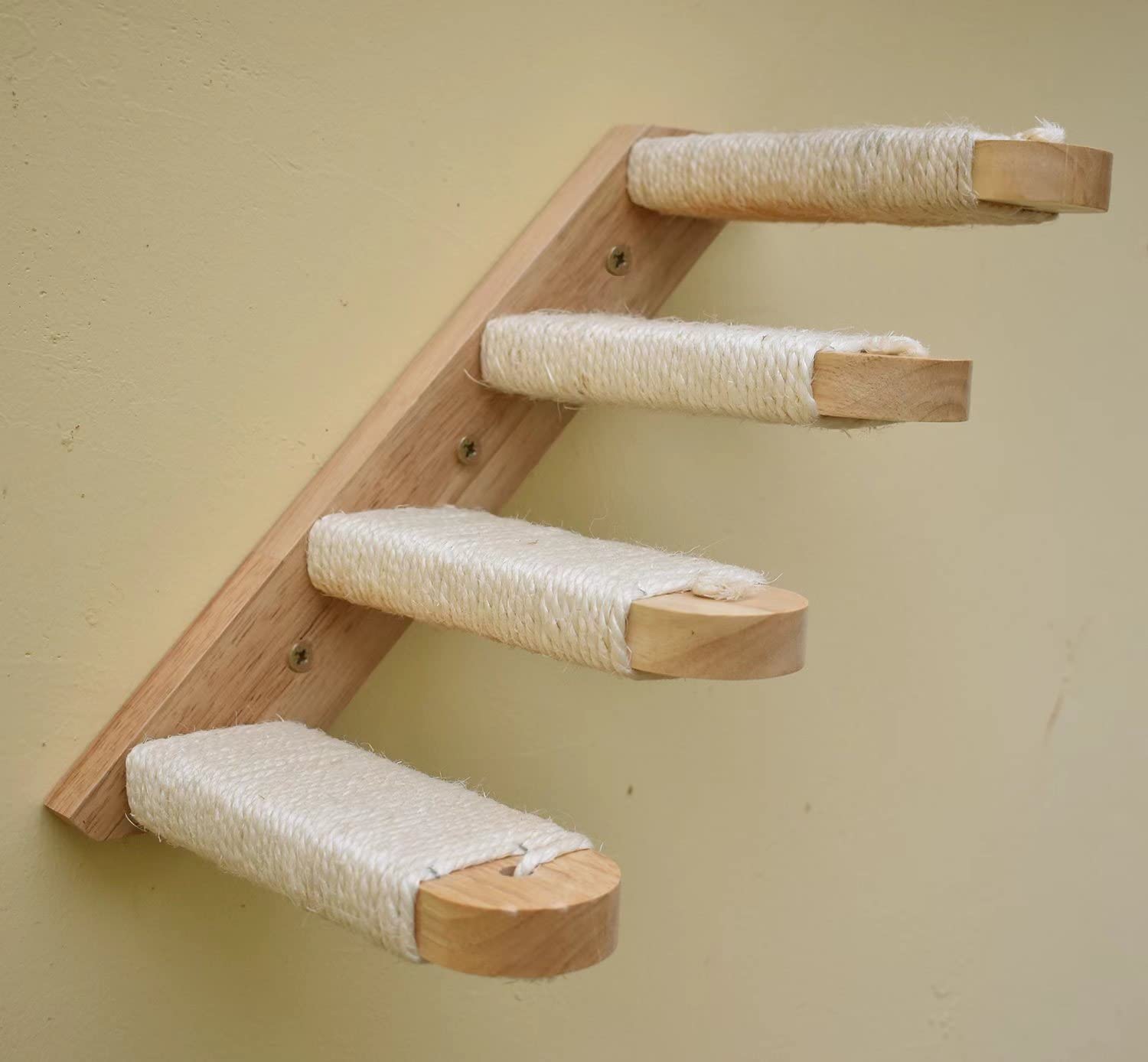 Cat Wall Mounted Shelf Furniture,Cat Climbing Shelves ,with Jute Scratching for Indoor Cats Four Steps Stairs,Heavy Duty Wooden Cats Perch Platform (Small-Left to Right) (B0BF12BJQ3) Amazon Price History, Amazon Price Tracker