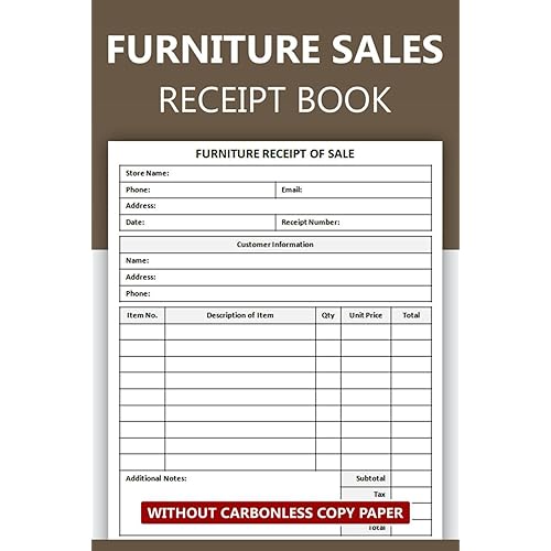 Furniture Sales Receipt Book: Furniture Receipt of Sale Form | 50 Forms Single-Sided Sheets