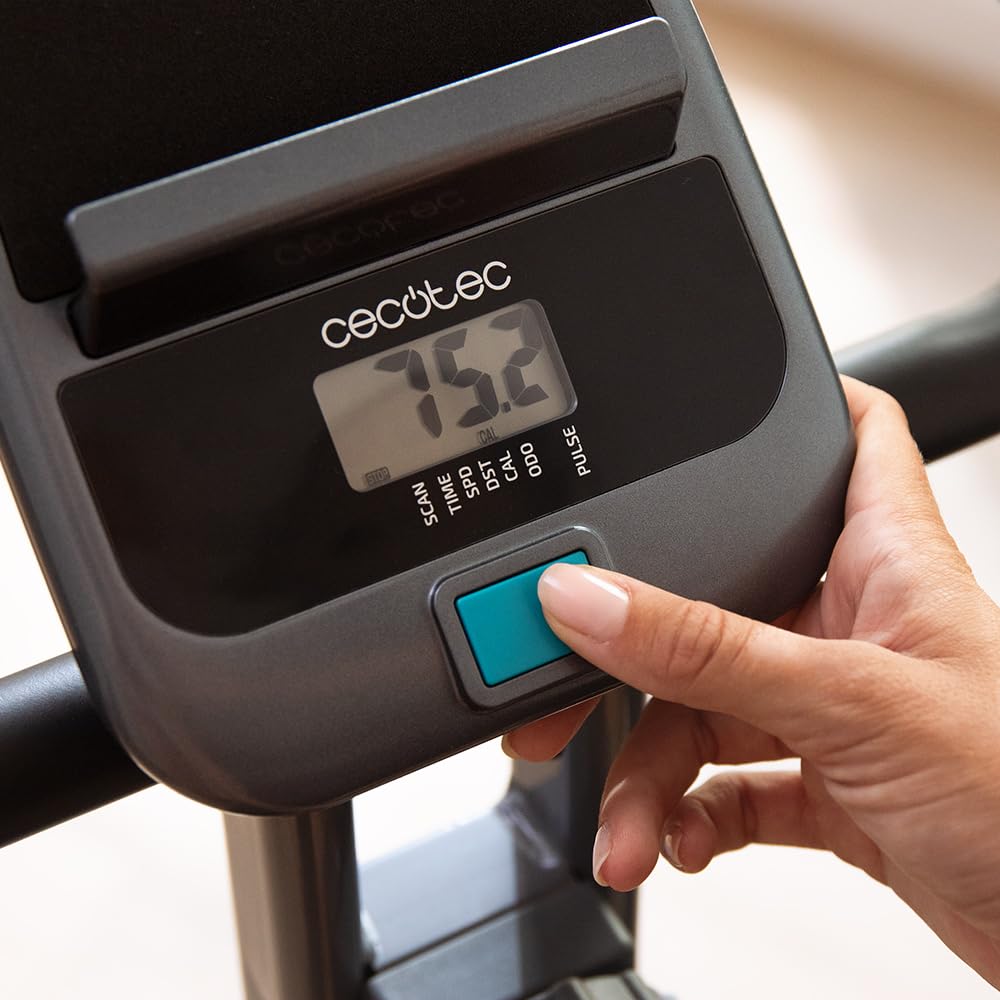 Cecotec Bicicletta Stazionaria Pieghevole con Volano X-Bike, Sistema Silence Fit, Con e Senza Schienale, Manubrio e Sella Regolabili, Cardiofrequenzimetro, Display LCD, Supporto Dispositivi, Ruote.