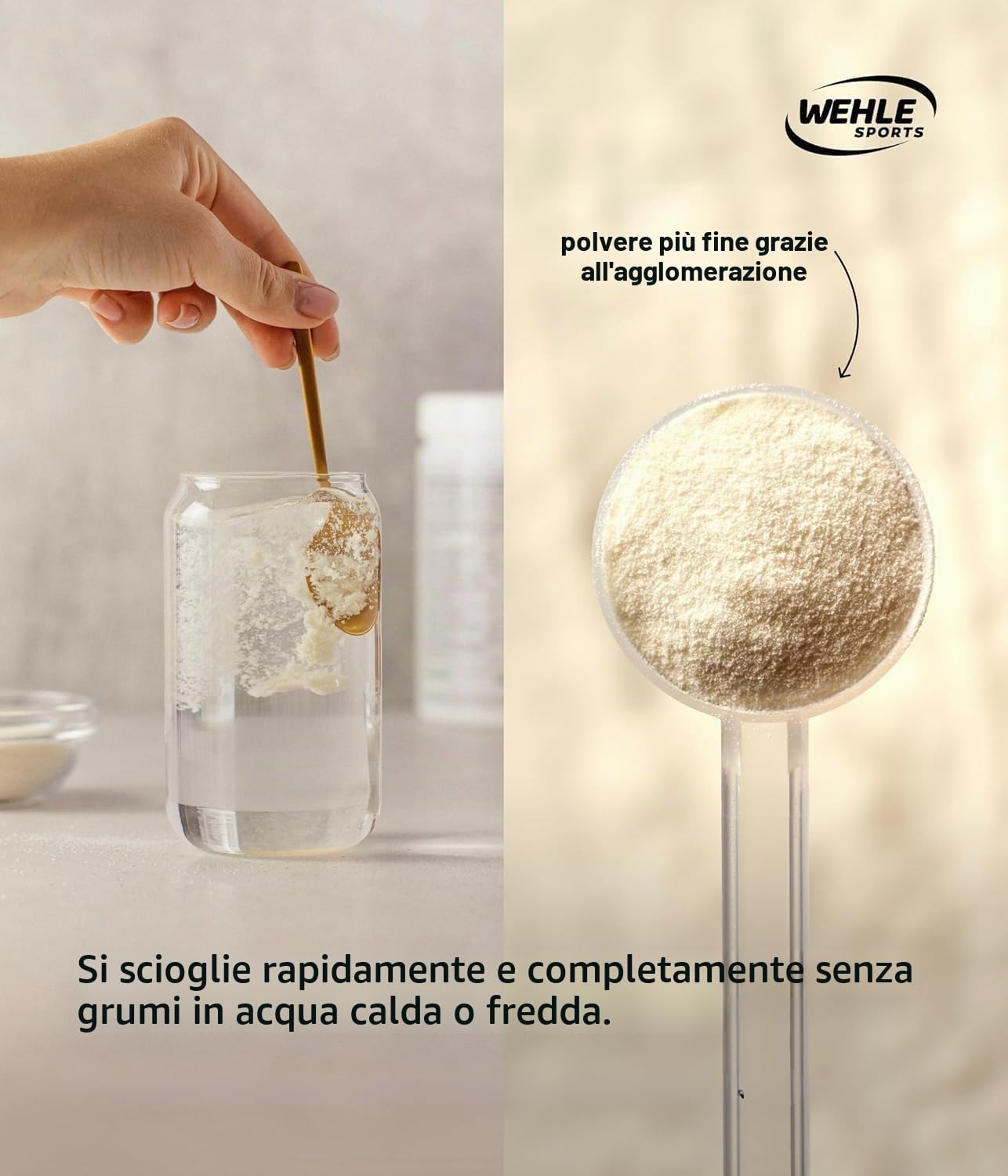 Collagene in Polvere 1000 g – Peptidi di Collagene Idrolizzato Tipi I, II e III (CollaPure®) – Colageno Bovino Grass Fed – Gusto Neutro – Prodotto in Germania – Wehle Sports Collagen