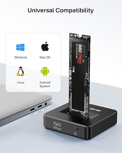 Miniatura 4 de ACASIS - Adaptador de lector SSD NVME, carcasa de aleación de aluminio, disipación de calor rápida, estación de acoplamiento NVME a USB, adaptador