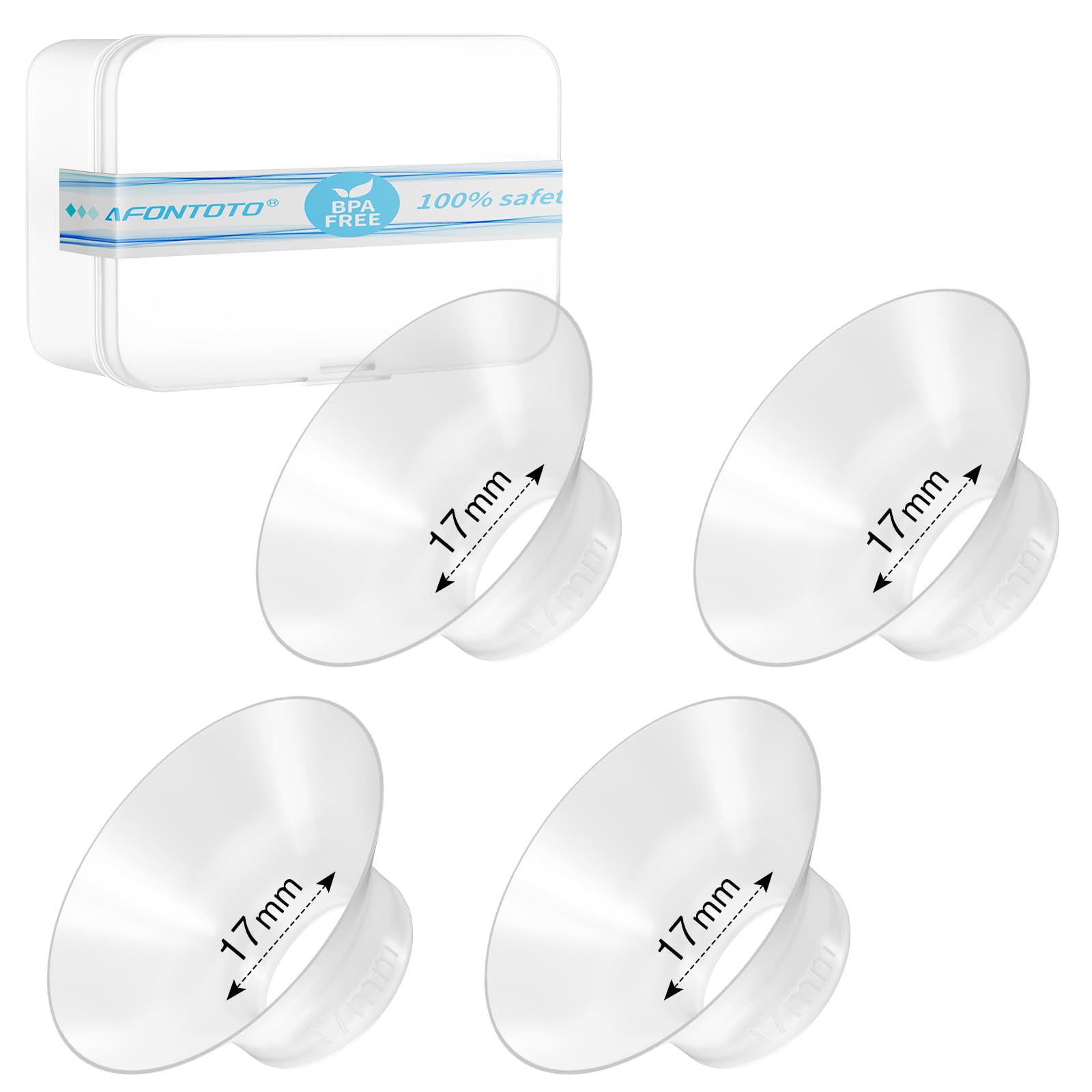 17mm Flange Inserts for 24mm Flange/Shield of Most Pumps, Silicone Flange Sizing Kit Compatible with Momcozy M5/M9/V1 Pro, Spectra/Medela/eufy/TSRETE Wearable Breast Pump Replacement Parts