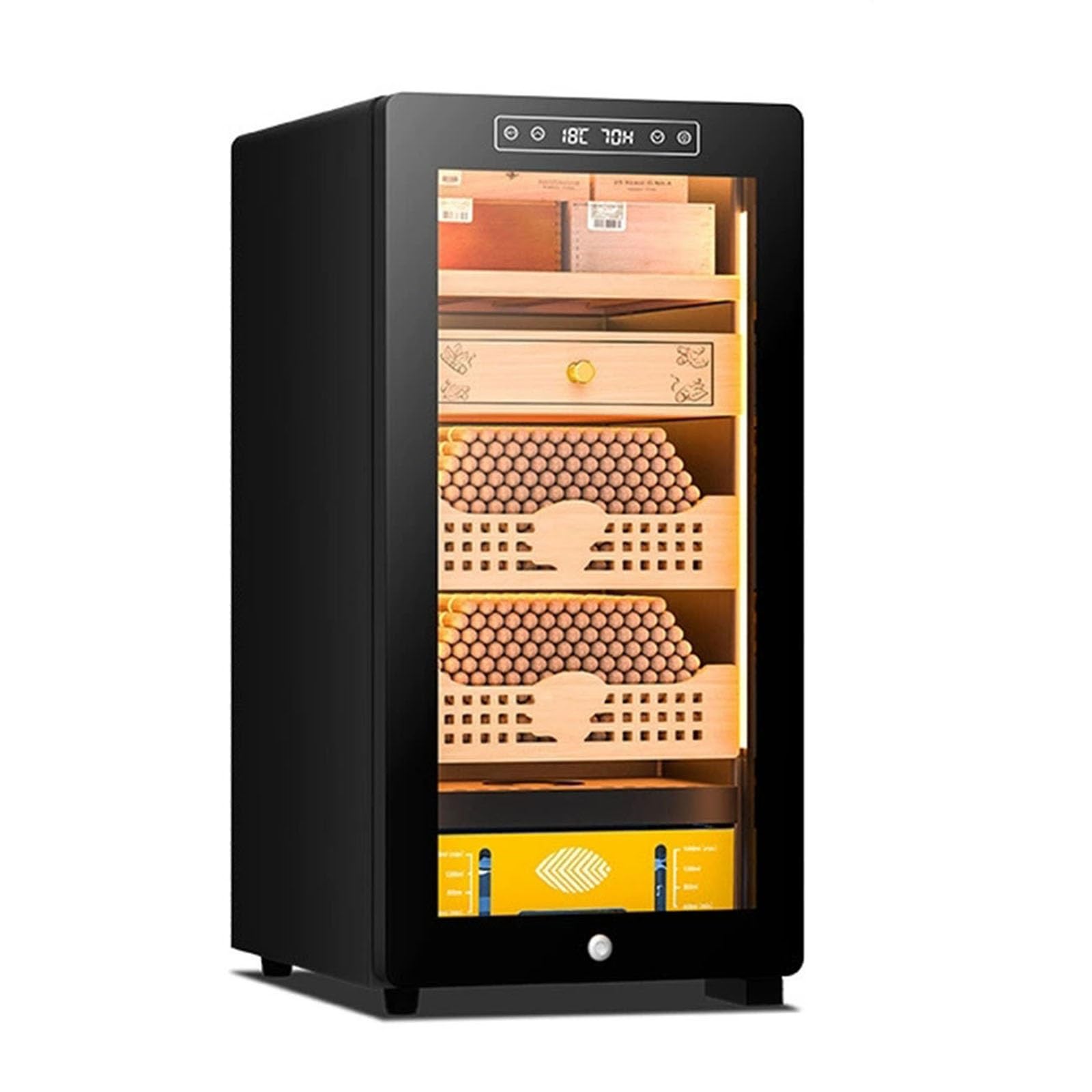 Professioneller Zigarren Humidor Schrank, 45L 52L Elektrisch für 250-350 Zigarren, Kompressor und PTC Heizung, Konstantes Klima System, Spanisches Zedernholz(45L,220V)