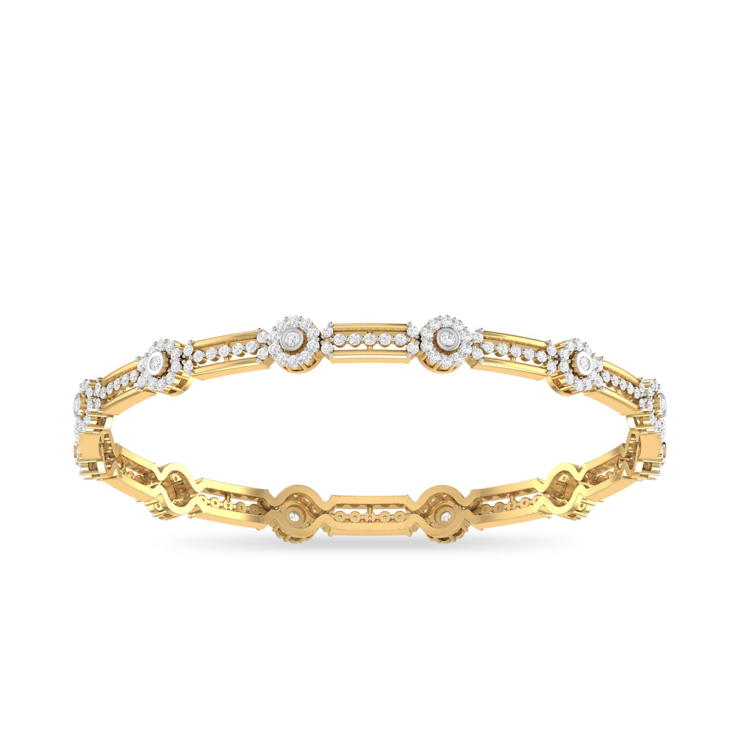 14k (585) Yellow Gold and Solitaire Bangle for Women