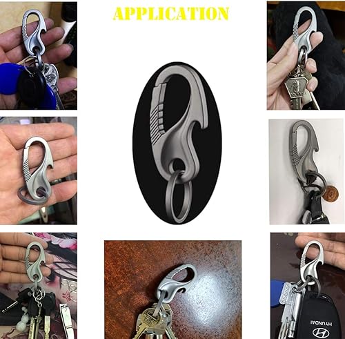 Miniatura 7 de TISUR Clip de llavero de mosquetón de titanio, llavero multiherramienta, resistente cadena táctica para llaves de coche