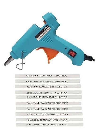 Bond? 20W Mini Glue Gun Turquoise Blue with 10 Transparent Glue Stick 7MM (DIY Crafts, School Projects, PASTING Jobs, BONDING, GUMMING)?