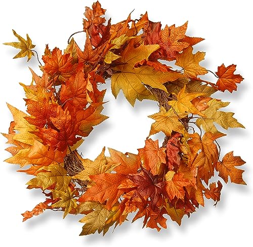 National Tree Company Artificial Autumn Wreath, Decorated with Maple Leaves,