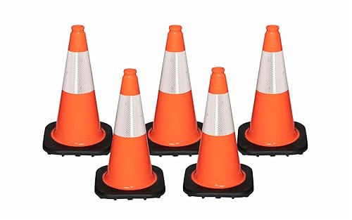 Cono naranja de 18.0in con un collar reflectante de 5.9in y 9.8ft (juego de 5)