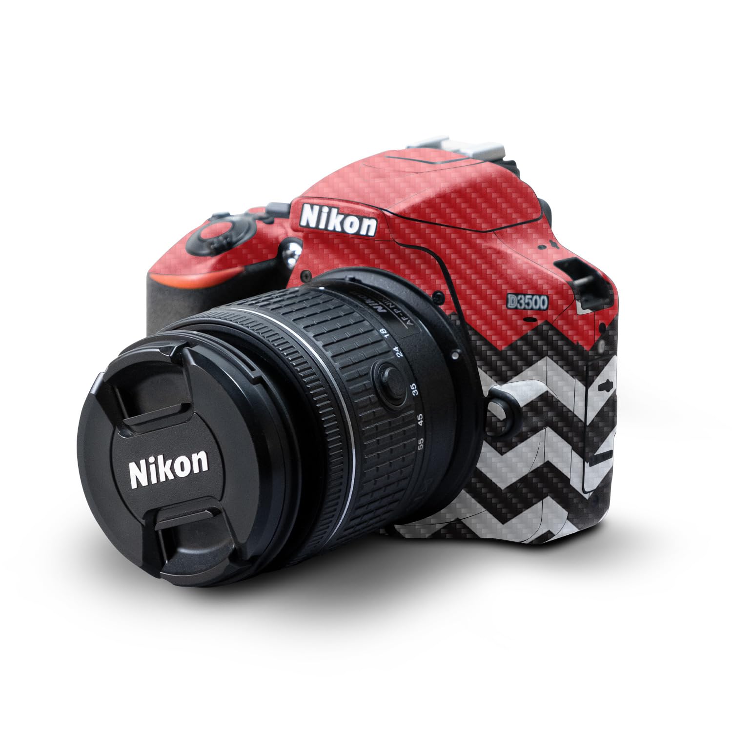 Carbon Fiber Skin Compatible with Nikon D3500 Camera - Red Chevron - Premium 3M Vinyl Protective Wrap Decal Cover - Easy to Apply | Crafted in The USA by MightySkins