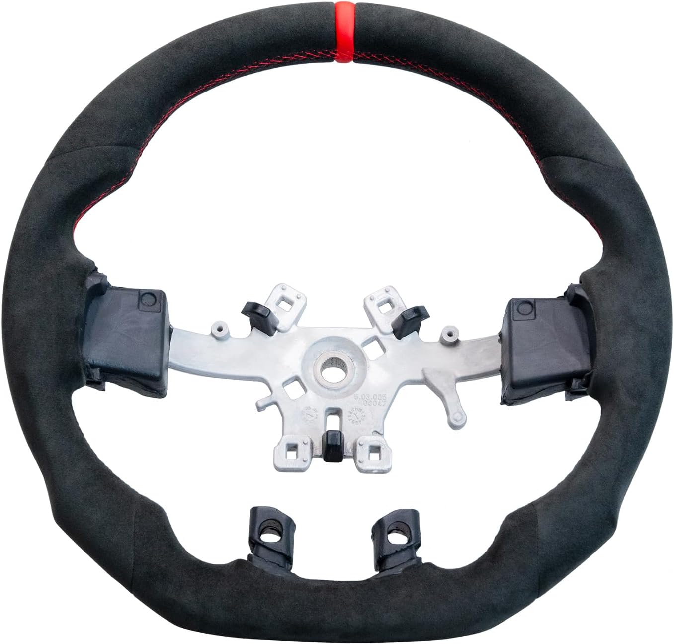 HANDCRAFTED FLAT-BOTTOM SUEDE Steering Wheel for Dodge RAM 1500 2012-2017,Ergonomic Anti-Slip Grip with Finger Grooves Sporty Upgrade