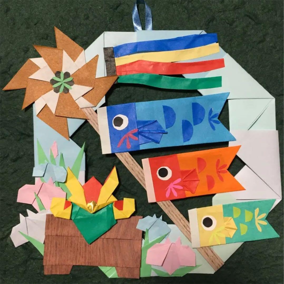 Amazon | g端午の節句リース＊壁面飾り 吹き流し 鯉のぼり 兜