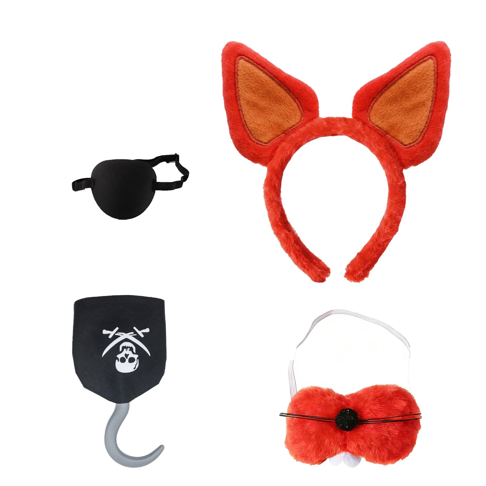 Fox Costume Fox Ears Headband Bow Tie Nose Halloween Cosplay Party