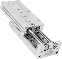 Vista 7 de Agatige Cilindro de riel de guía, MXS12 Cilindro neumático de carril de guía de doble eje Cilindro neumático de aire de guía de alta precisión Mini