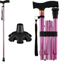 Walking Cane LIXIANG Cane for Man/Woman | Mobility & Daily Living Aids | 5-Level Height Adjustable Walking Stick | Comfortable Plastic T-Handle Portable Walking Stick Folding Cane