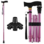 LIXIANG Walking Cane for Women for Stability Balance Folding Foldable Canes for Men Heavy Duty Collapsible Fashionable Decorative Cane Pure Pink
