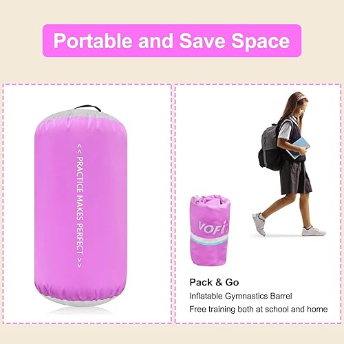 Miniatura 14 de VOFiTNY Gimnasia Equipo de Tumbling Air Barrel Inflable Octágono Vaso Roller Back Bend Trainer Chearleeding Mat Sin Bomba Menta nopump